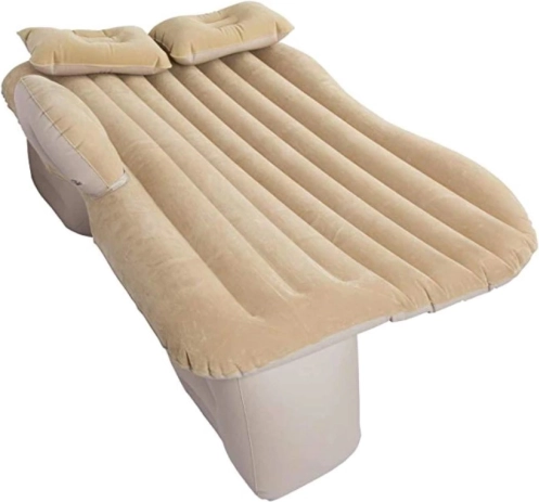 Opblaasbaar automatrass met elektrische pomp 130 × 80 cm – Beige