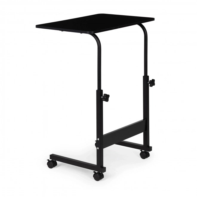 Laptoptafel met wieltjes, tafel bevestigd aan uitschuifbare stoel - zwart