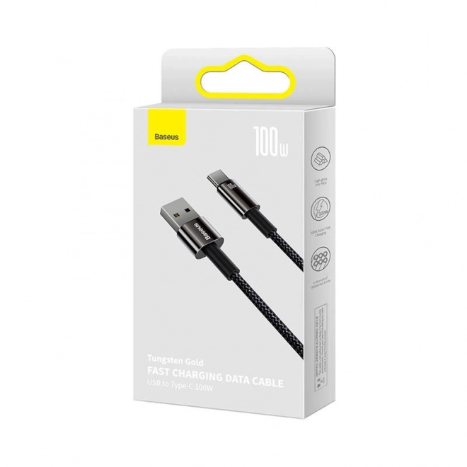 Kabel Baseus Tungsten Gold USB naar USB-C, 100 W, 2 m zwart