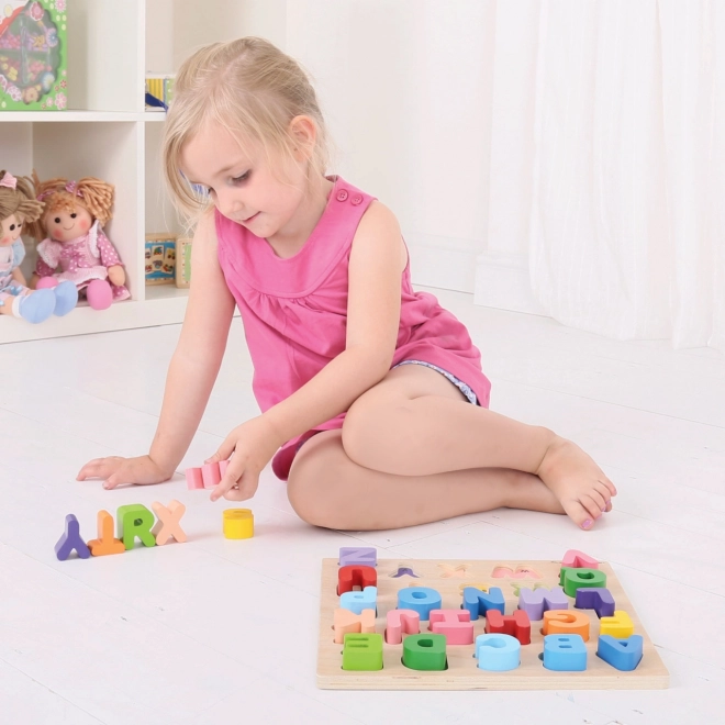 Inlegpuzzel Bigjigs - grote letters van het alfabet