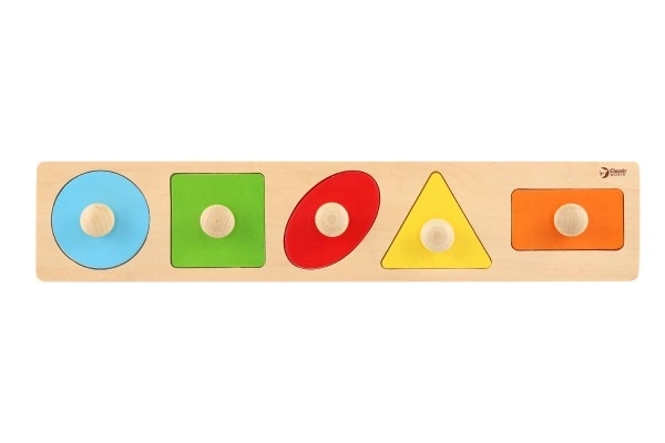 Houten inzetpuzzel geometrische vormen - 5 delen