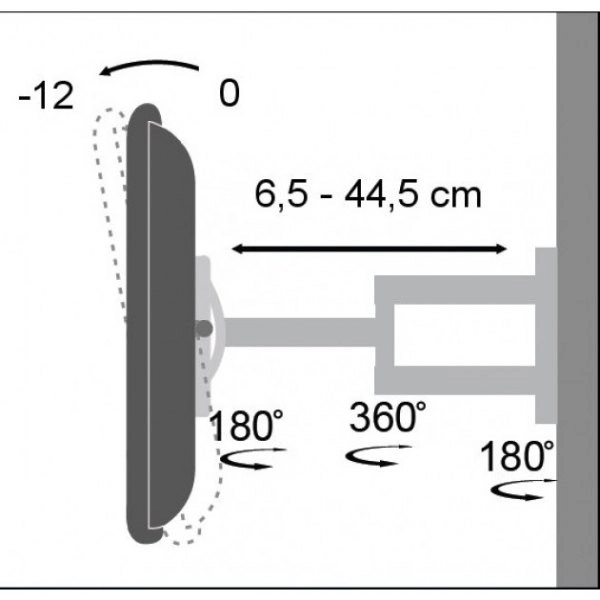 Wandhouder voor LCD/LED 19-37 inch, dubbele arm, verstelbaar, wit