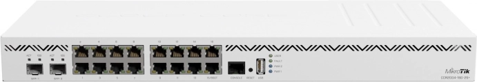 MikroTik router CCR2004–16G–2S+ met 16× Gigabit en 2× 10GbE SFP+
