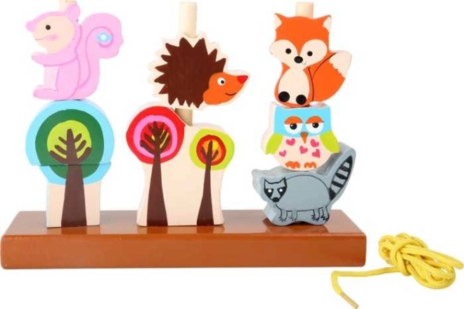 Houten rijgen en stapelen – bosdieren small foot