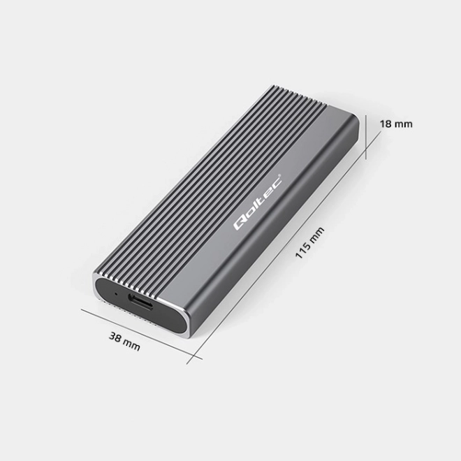 Aluminium behuizing voor schijf M.2 SSD SATA NGFF USB-C 2TB Grijs