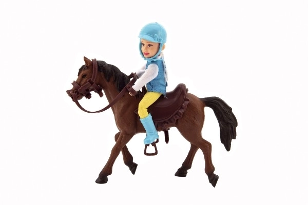 Paard + pop/jockey plastic 20cm in doos 23x23x9,5cm