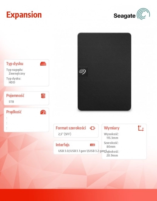 Externe schijf Seagate Expansion 5TB zwart