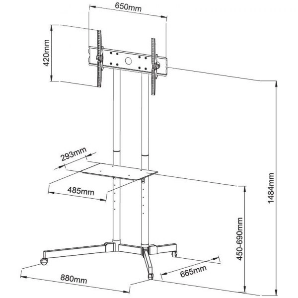 Mobiele standaard voor LCD/LED TV 30-65 inch, 60 kg, verstelbaar