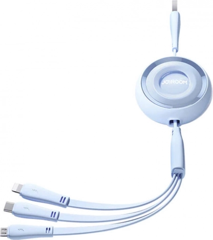 Joyroom 3-in-1 gekleurde USB-kabel naar USB‑C/Lightning/Micro USB 3,5 A, 1 m – Blauw