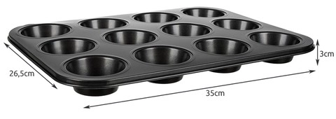 Teflon bakvorm voor muffins met 12 siliconen bakvormpjes