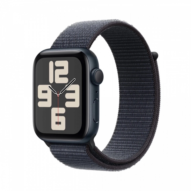 Horloge Apple Watch SE GPS, 44 mm aluminiumbehuizing in middernachtskleur met inktblauw sportbandje