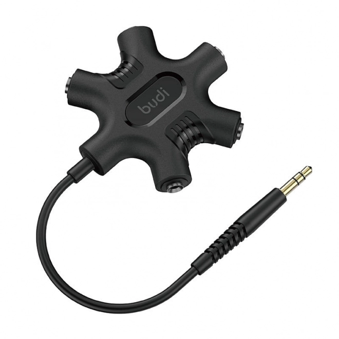 Budi Rockstar Adapter AUX mini jack 3,5 mm naar 5x mini jack 3,5 mm (zwart)