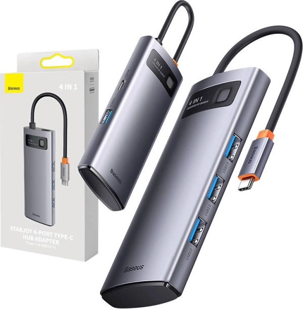 USB‑C hub 4-in-1 BASEUS Metal Gleam – 4× USB 3.0