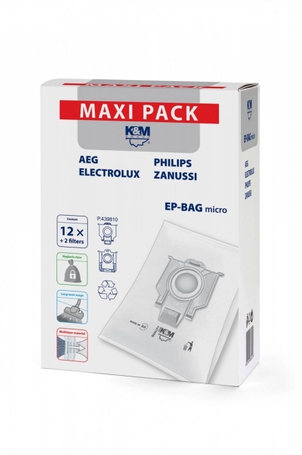 Micro-stofzakken voor stofzuigers 12+2 EP-BAG Maxi Pack