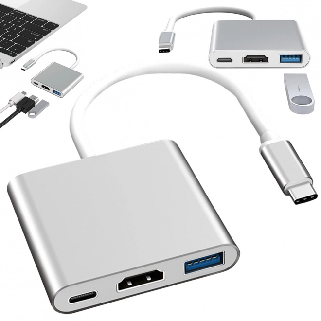 Adapter 3v1 USB-C HDMI 4K