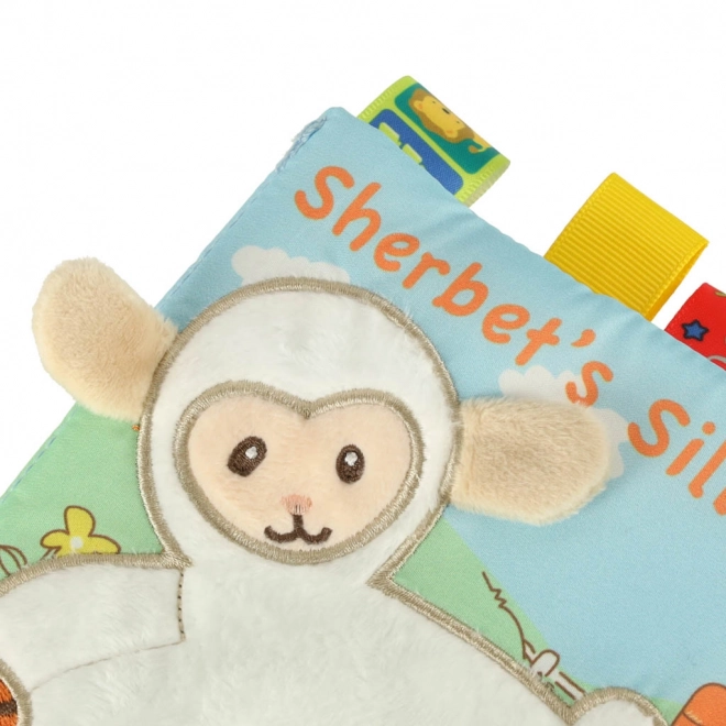 Sensorisch kinderboek met schaapje en labels