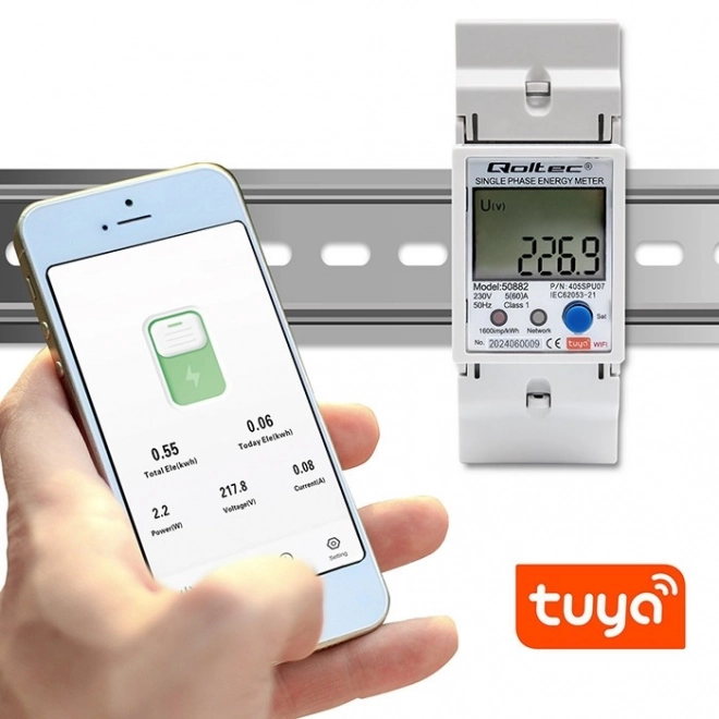 Enkelfasige elektronische energiemeter | DIN-rail | 230V | LCD | Wi-Fi