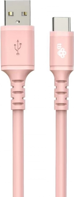 Siliconen USB-USB C kabel 1 m roze