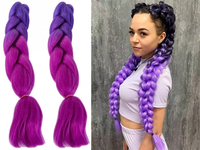 Synthetisch haar in paarse ombre voor vlechten