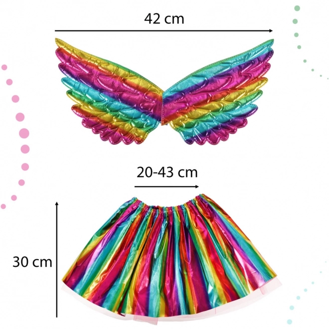 Eenhoornkostuum met regenboogvleugels en diadeem