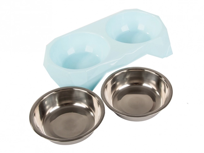 Metalen dubbele voerbak voor honden en katten