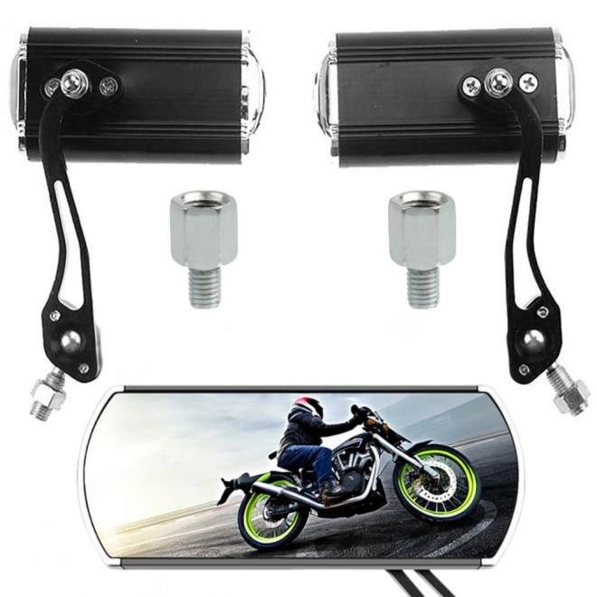 Aluminium motorfiets spiegel met lichte houder en adapter