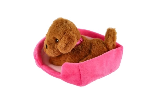 Diertje hondje in mandje pluche 4 kleuren 22x24cm 24m+