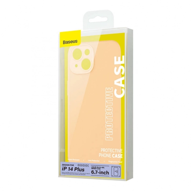 Baseus Vloeibare Silica Gel hoesje voor iPhone 14 geel met gehard glas en reinigingsset – 14 Plus