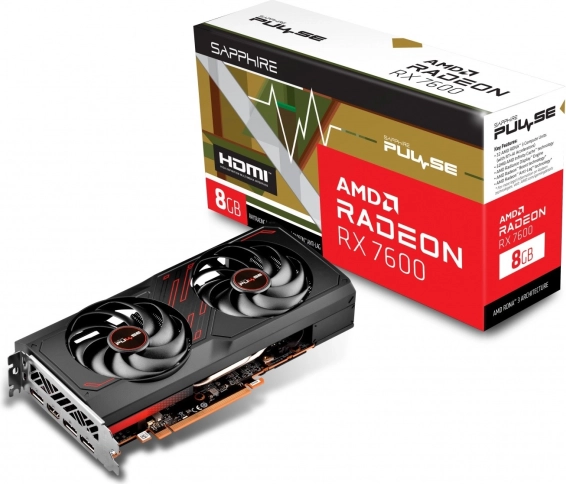 SAPPHIRE Radeon RX 7600 Pulse Gaming OC 8GB GDDR6 (HDMI, 3x DisplayPort)