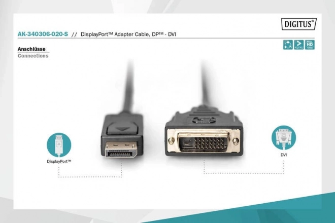 DisplayPort naar DVI-D kabel met vergrendeling 2m