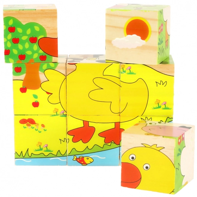 Houten educatieve puzzel boerderij
