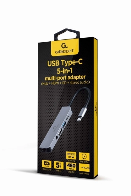 Adapter USB-C 5 in 1, PD, HDMI, Audio, USB 3.1, USB 2.0
