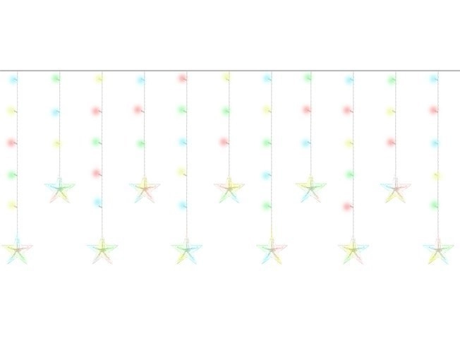 LED gekleurde gordijn met sterretjes - 2,5 m, 108 LED