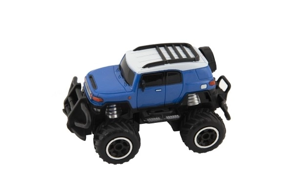 Auto RC mini SUV plastic 14cm 27MHz op afst. best. op batt. met licht. 2 kleuren in doos. 16x12x10