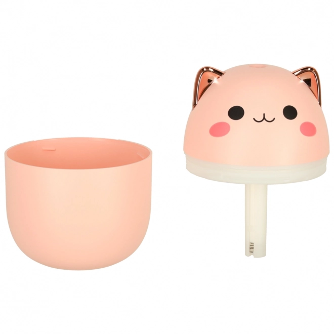 Roze luchtbevochtiger en olie diffuser in de vorm van een kat