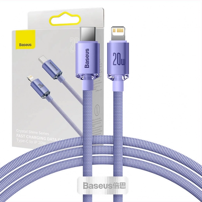 Baseus Crystal Shine oplaadkabel USB‑C naar Lightning paars 20W