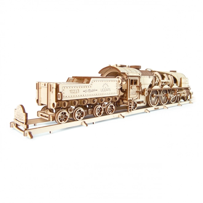 Ugears 3D puzzel - Locomotief V-express met wagon 538 delen