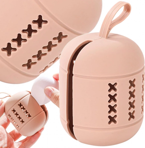Siliconen etui voor make-up spons met ophanglus