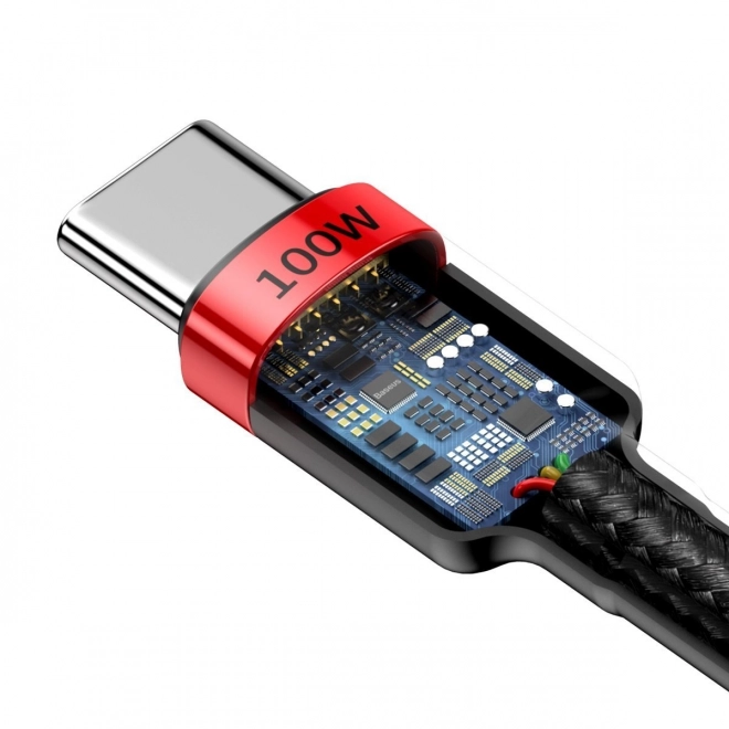 USB-C kabel voor snel opladen Baseus Cafule 100W rood zwart