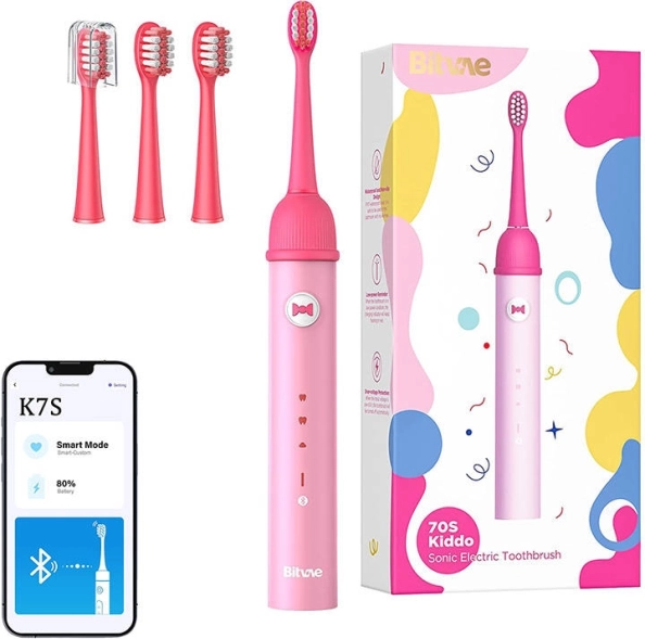 Sonische kindertandenborstel met app BITVAE K7S, roze