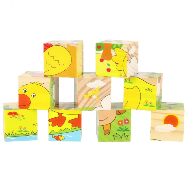 Houten educatieve puzzel boerderij