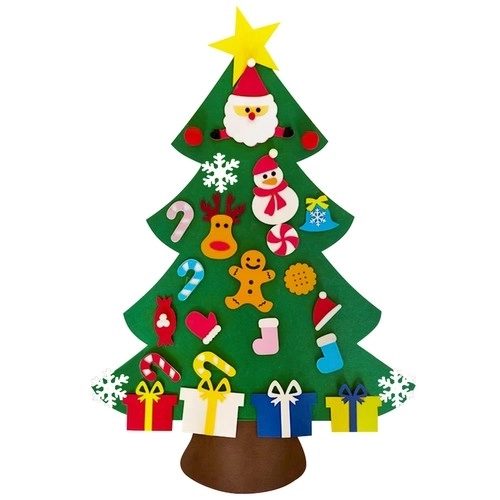 DIY vilten kerstboom met ornamenten 90 cm
