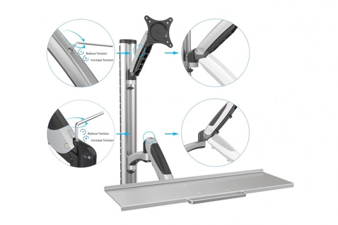 Wandarm voor monitor en toetsenbord, max. 27", max. 8kg, draaibaar 360°