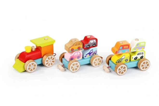 Trein met auto's houten puzzel