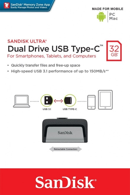 Ultra Dual Drive 32GB USB 3.1 Type-C 150MB/s geheugenkaart