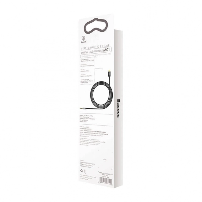 Baseus Yiven Audiokabel USB-C naar mini-jack 3,5 mm, 1,2 m - zwart