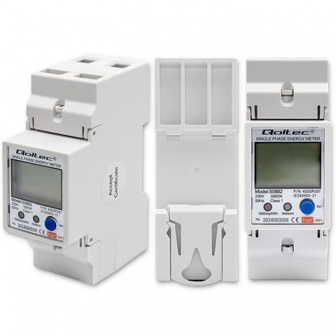 Enkelfasige elektronische energiemeter | DIN-rail | 230V | LCD | Wi-Fi