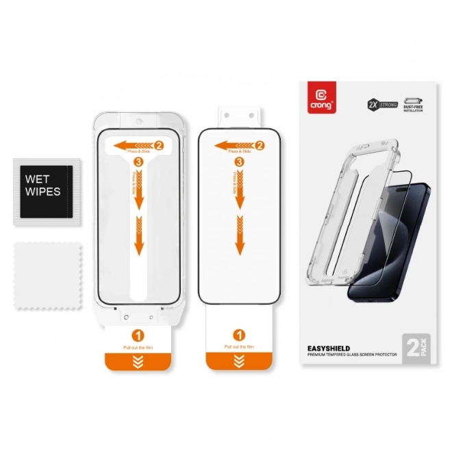 EasyShield 2-pack gehard glas voor iPhone 16 / iPhone 15