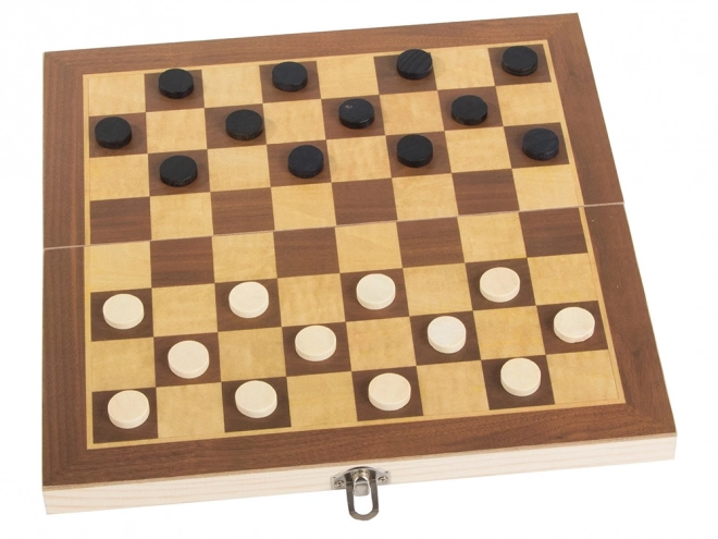 Houten spelformule 3-in-1: Schaken, Dammen en Backgammon