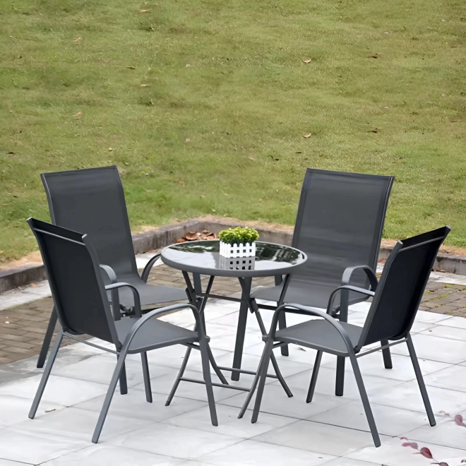 Set van tuinstoelen voor terras, balkon, grijze kleur